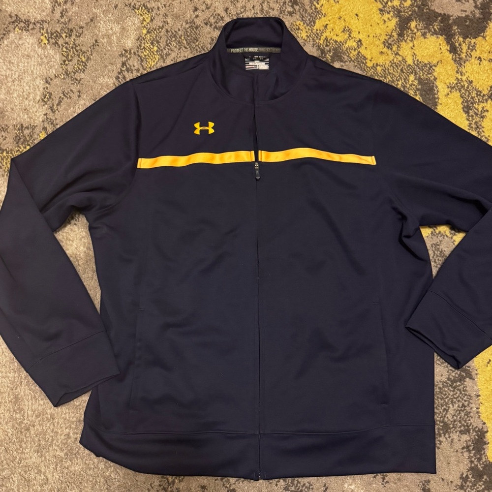 Men's Under Armour Campus Full Zip Warm Up Jacket, (Navy/Gold) Size XXL